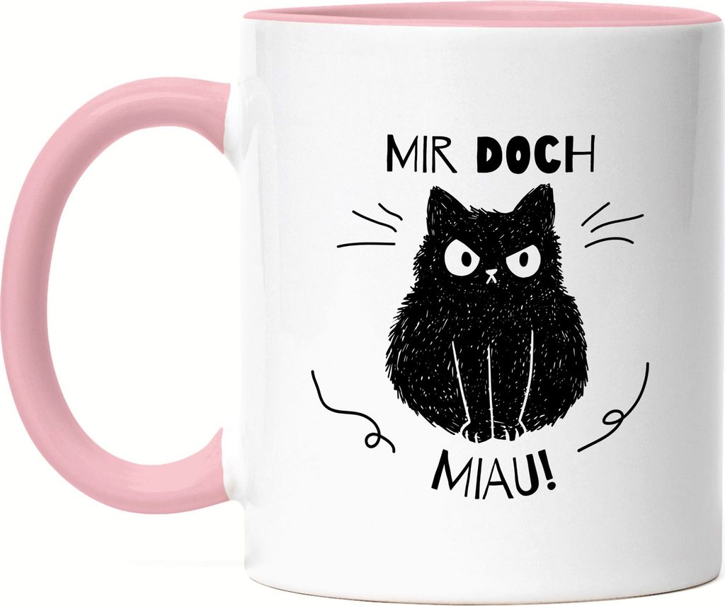 Mir Doch Miau Tasse Rosa mit Katzen und Herzen Motiv für Katzenliebhaber Katzenliebe Mieze Büsi