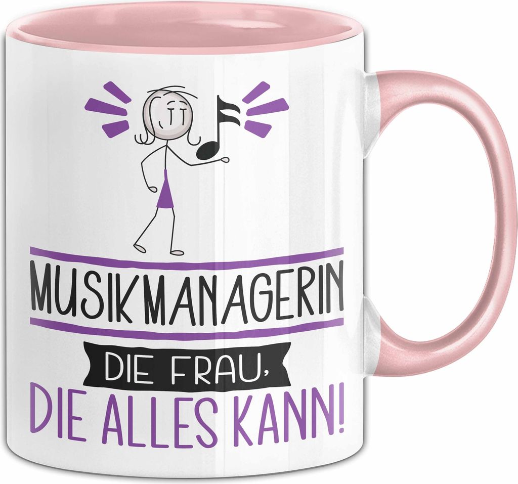 Musikmanagerin Geschenk Tasse Becher Die Frau Die Allen Kann Geschenkidee für eine Musikmanagerin Lustig (Rosa)