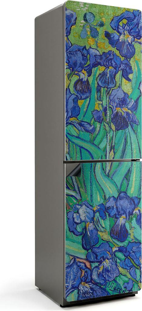 Blumenmuster aus Schwertlilien – Magnetische Kühlschrank Abdeckung – Dekorfolie magnetisch Küche – Kühlschrank Magnet Deko – selbstklebe...