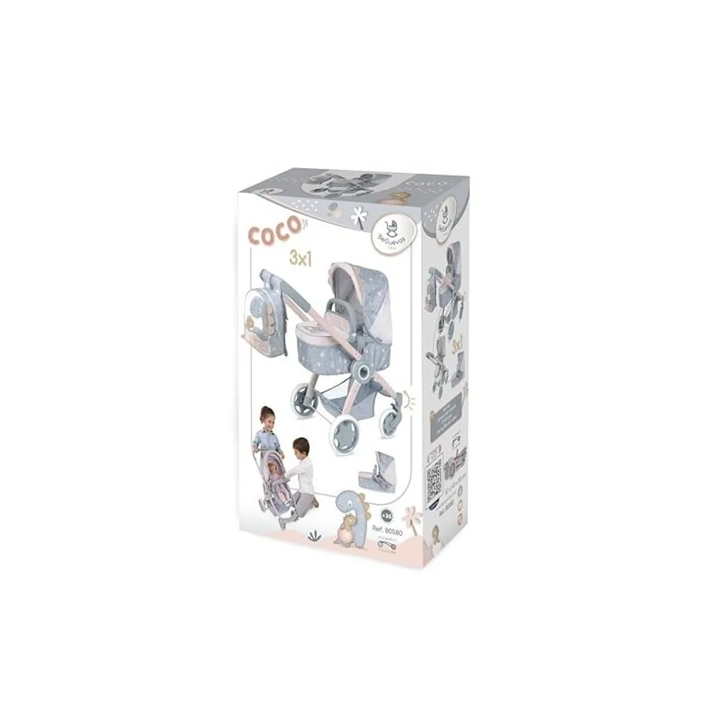 Poussette De Poupées Coco Pliable DeCuevas – Nacelle, Roues Silencieuses, Capote, Sac Assorti – Pour Poupées Jusqu’à 48 Cm, Dès 3 Ans