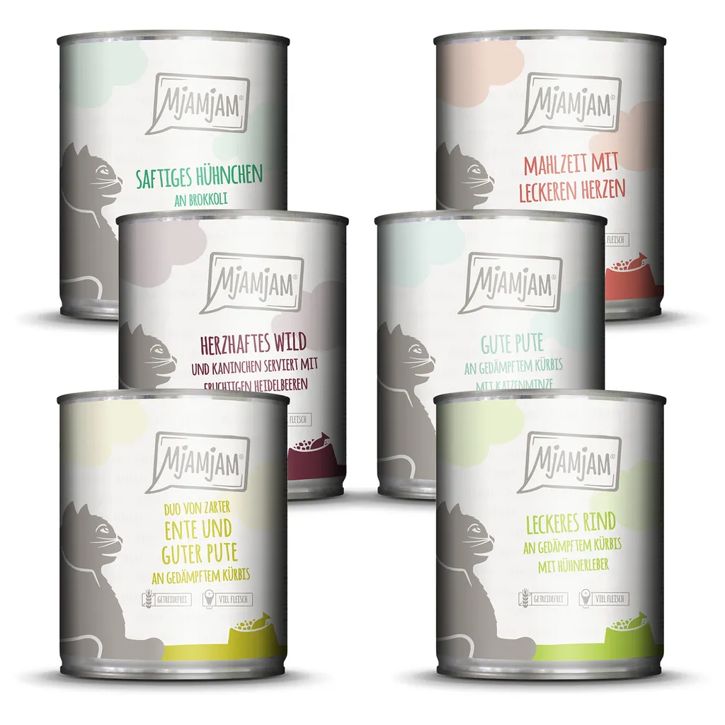 MjAMjAM Mixpaket III 6x800g Pâtée pour Chat Sensible et Difficile Sans Grain