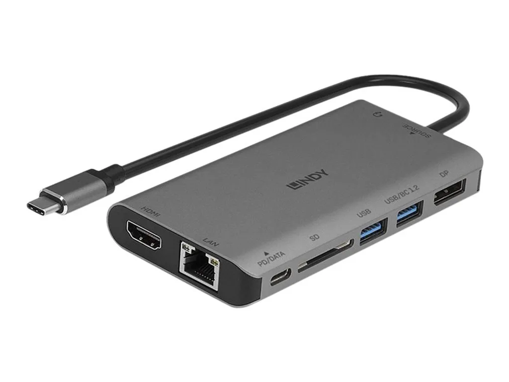 Lindy DST-Mini XT Mini Dock USB-C 4K HDMI DP PD 100W, Noir - 7