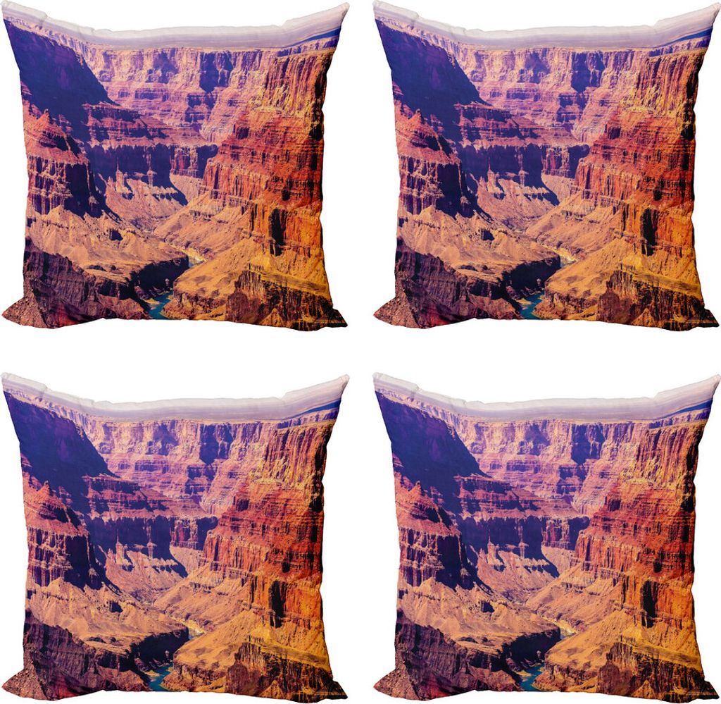 ABAKUHAUS amerikanisch Kissenbezug Set (4 Stück), Grand Canyon View USA, Moderner Doppelseitiger Digitaldruck, 40 cm x 40 cm, Braun