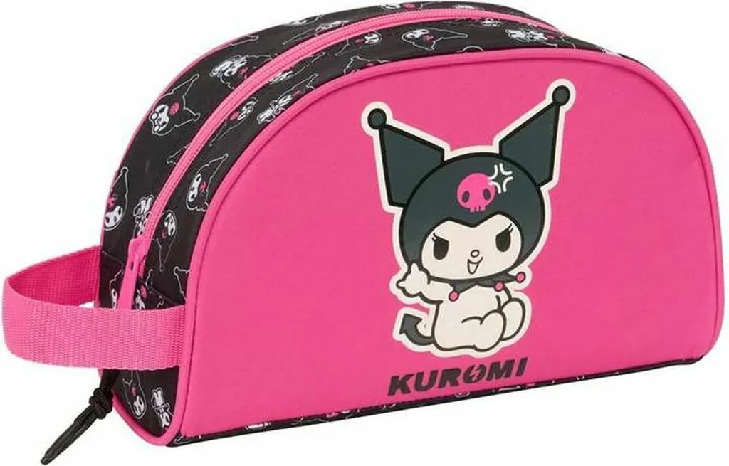 Kuromi Borsa da toilette Nero Fucsia 26 x 16 x 9 cm