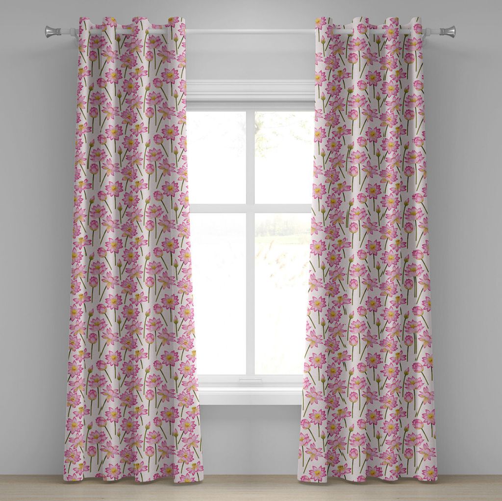 ABAKUHAUS Lotus Ösenvorhang, Blühende Blumen der Reinigung der Seele Homöopathische spirituelle Heilmittel, Dekorative 2-Panel-Fenstervorhänge,...