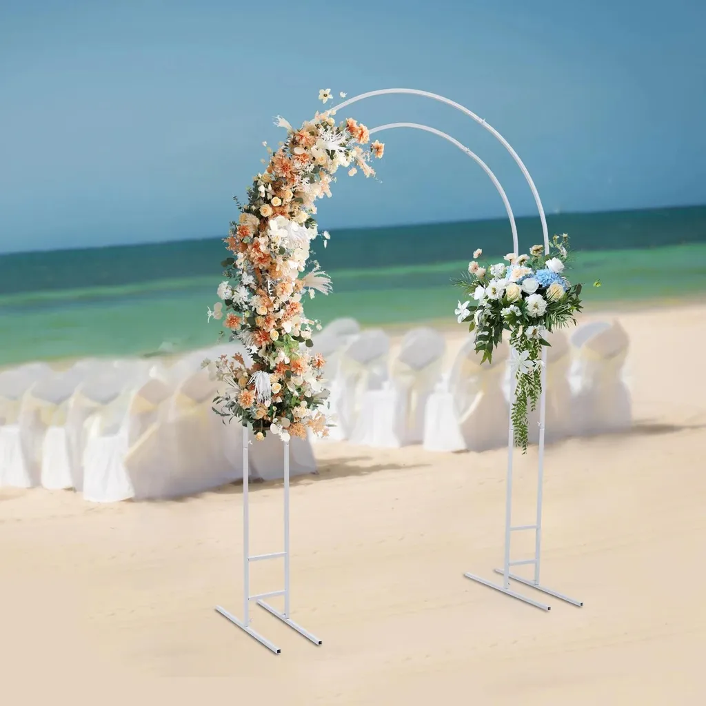 Arche de Mariage Stable Métal Blanc 220 cm : Support Double 10 kg