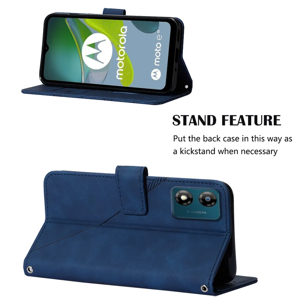 PKQTOP Cover per Motorola Moto E13 Custodia,Carta Fessura,Supporto Stand,Silicone TPU,Flip Protettiva Case per Moto E13