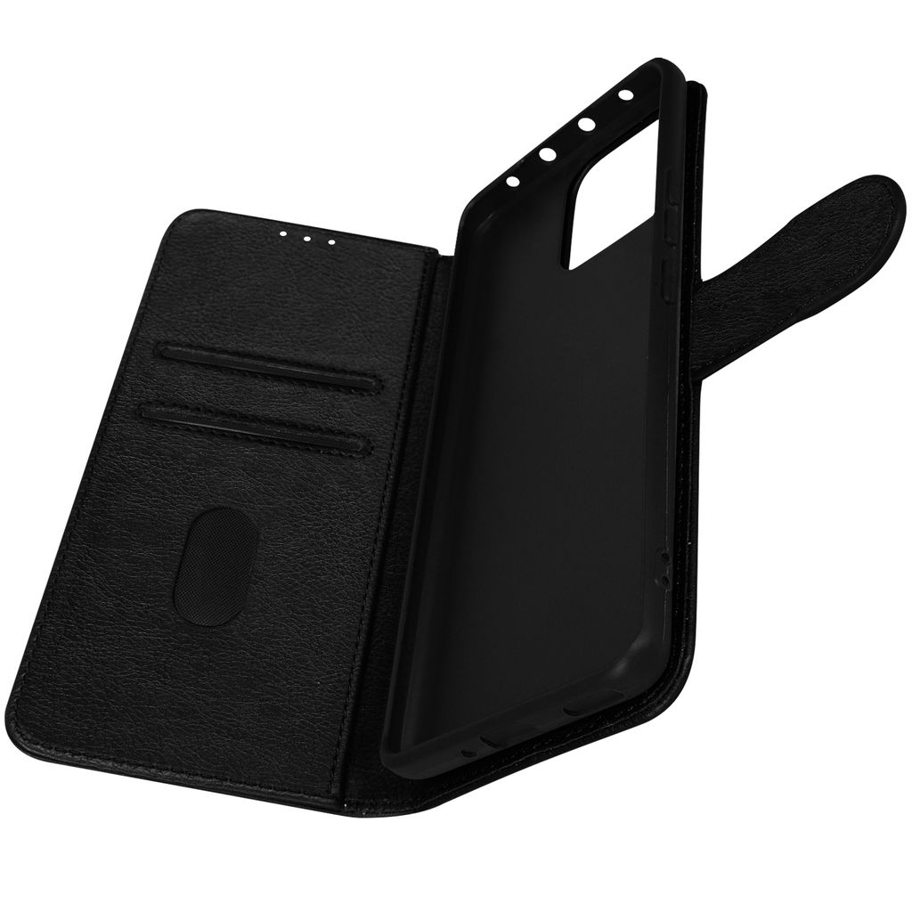 Avizar, Etui Redmi 13 Chesterfield Leder Genarbt Mit Stand, Schwarz