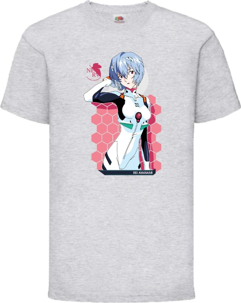 Kinder T-Shirt Neon Anime Genesis Manga Evangelion Rei Ayanami 02 Rei Neon, 7-8 Jahr - 128 / Grau