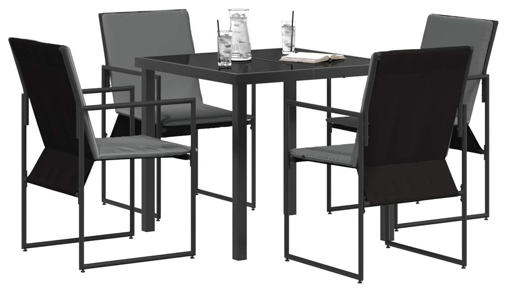 Set da pranzo da giardino vidaXL, 5 pezzi, nero e Immagine del prodotto 
