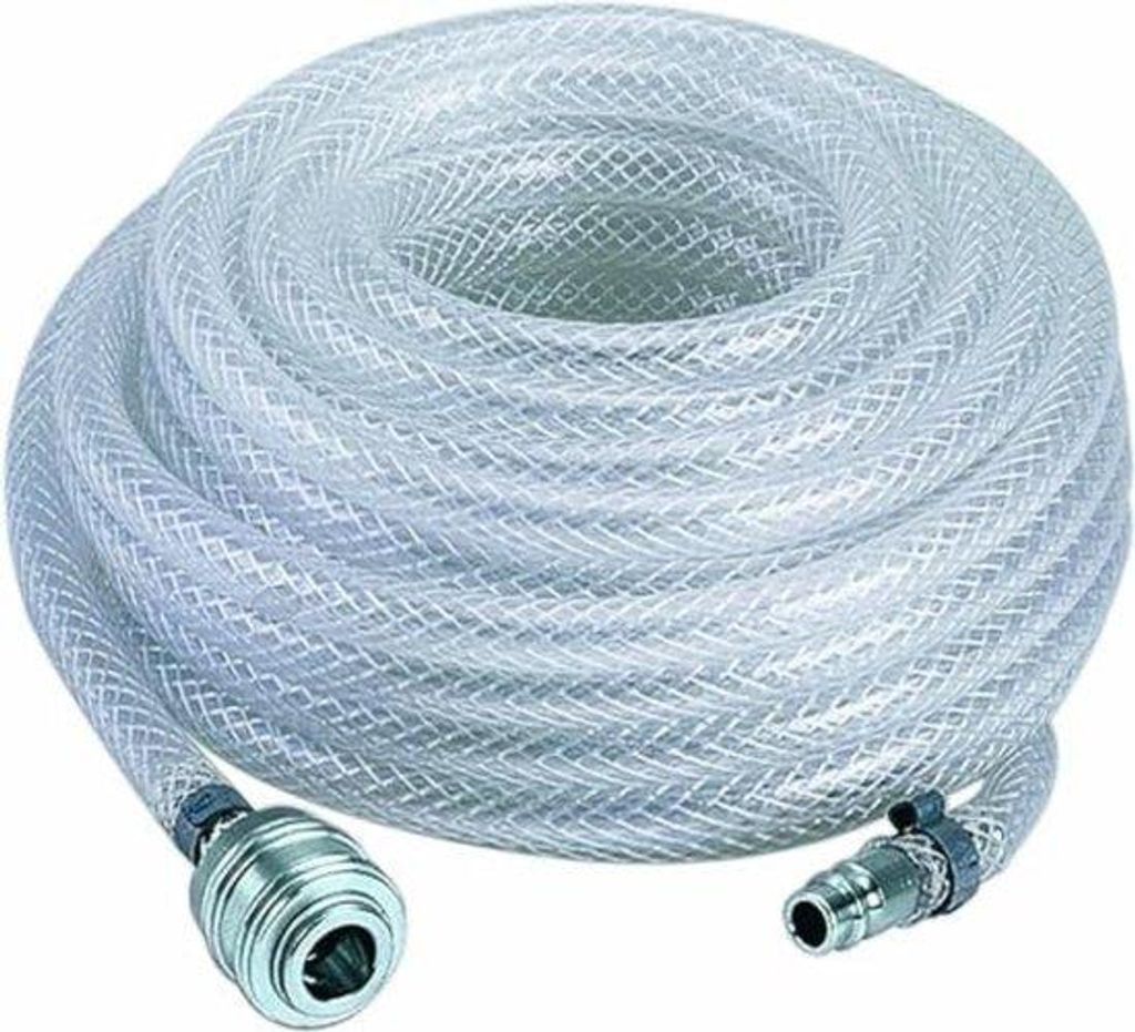 Kunststoff-Druckluftschlauch - 15 m Länge, Innendurchmesser 6 mm, R 1/4 Zoll Innendraht - Weiß