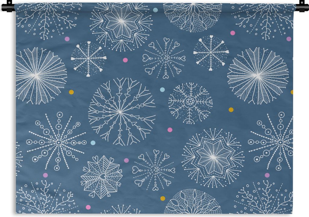 MuchoWow Wandteppich Wandbehang Schneeflocke - Muster - Winter 60x45 cm Tapisserie Dekoration Wandtuch - Das Schlafzimmer