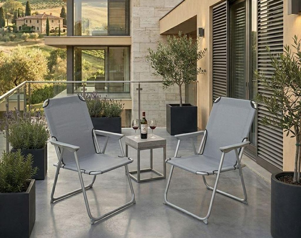 2er Set Campingstuhl SUNNY SEAT Grau faltbarer Klappstuhl Produktbild 