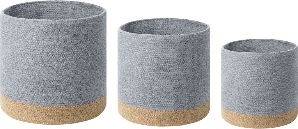 BELIANI Set aus 3 Aufbewahrungskörben Baumwolle Jute Grau und Natur Boho