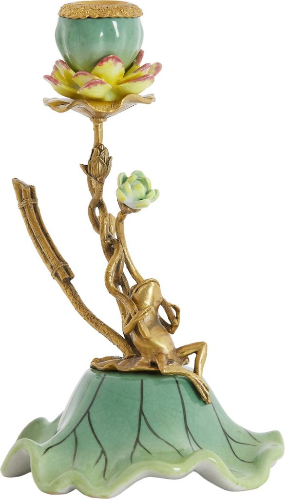 Light & Living Kerzenhalter Frog grün+bronze - 17x15x25 cm