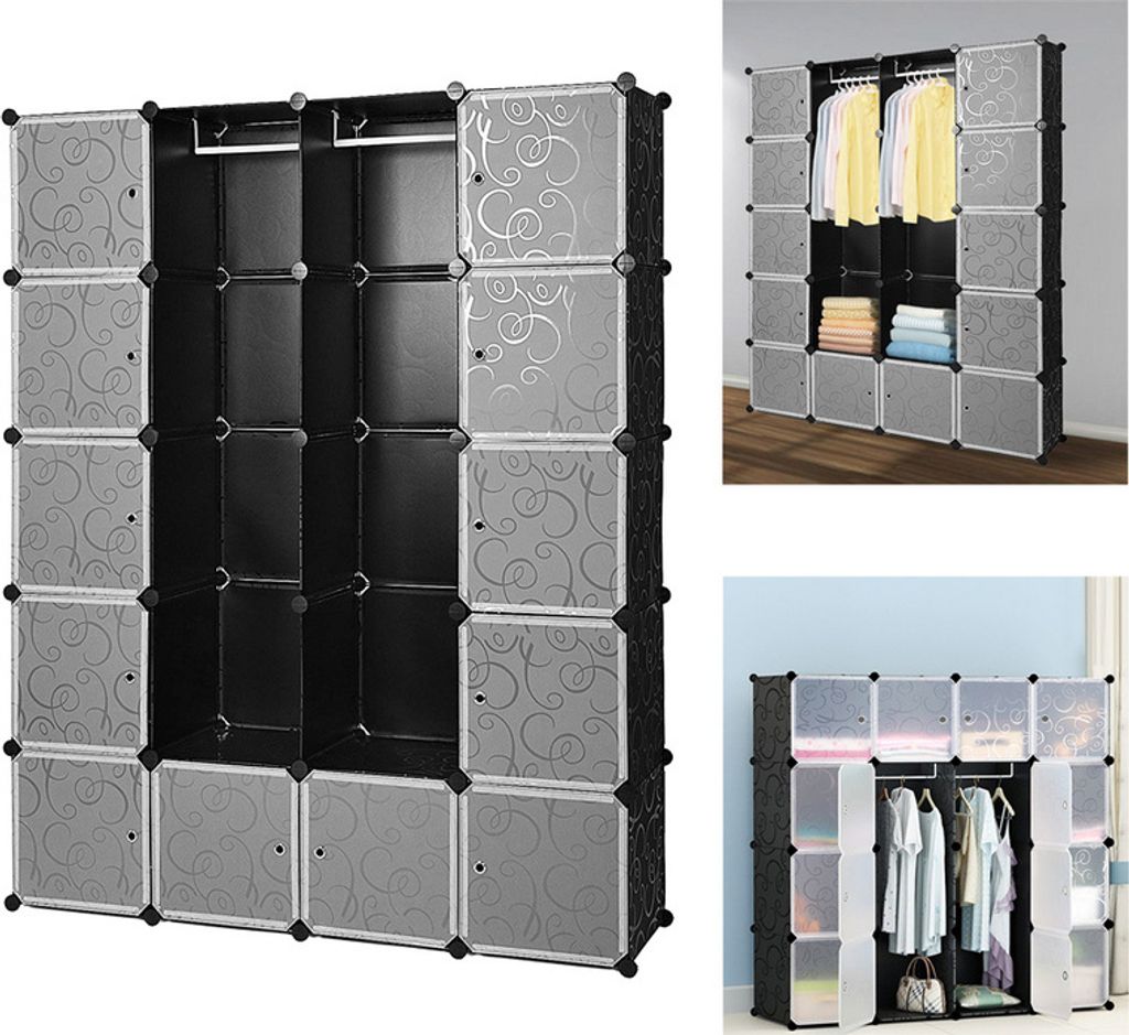 Jopassy Regalsystem Kleiderschrank DIY Steckregal Garderobe 20 Boxen/Dekor bedruckt