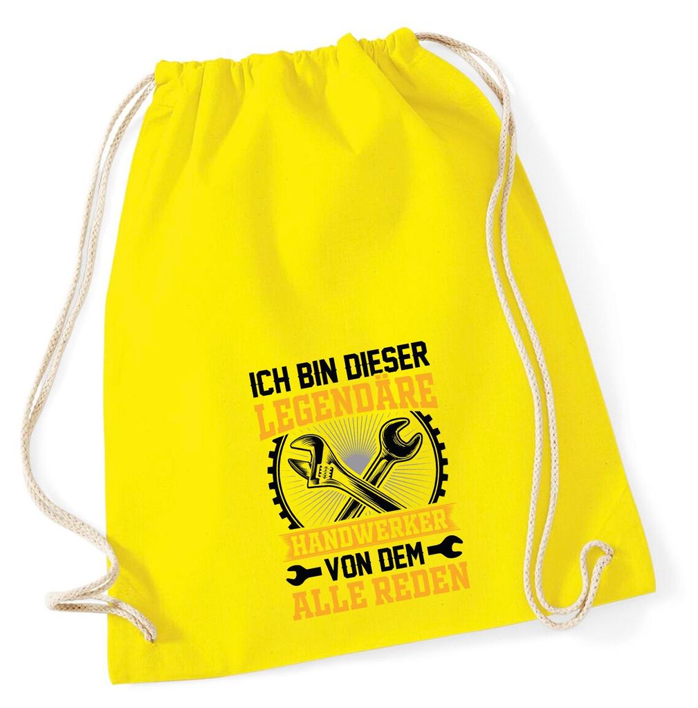 Huuraa Turnbeutel Ich bin dieser legendäre Handwerker von dem alle reden 12 Liter Yellow Baumwolle Rucksack Geschenkidee
