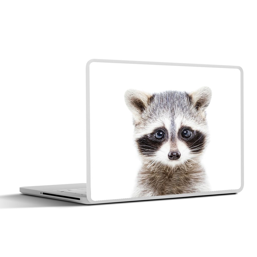 MuchoWow Laptop Aufkleber Sticker Cover Waschbär - Tiere - Natur - Weiß 25x18 cm - Laptop-Deko