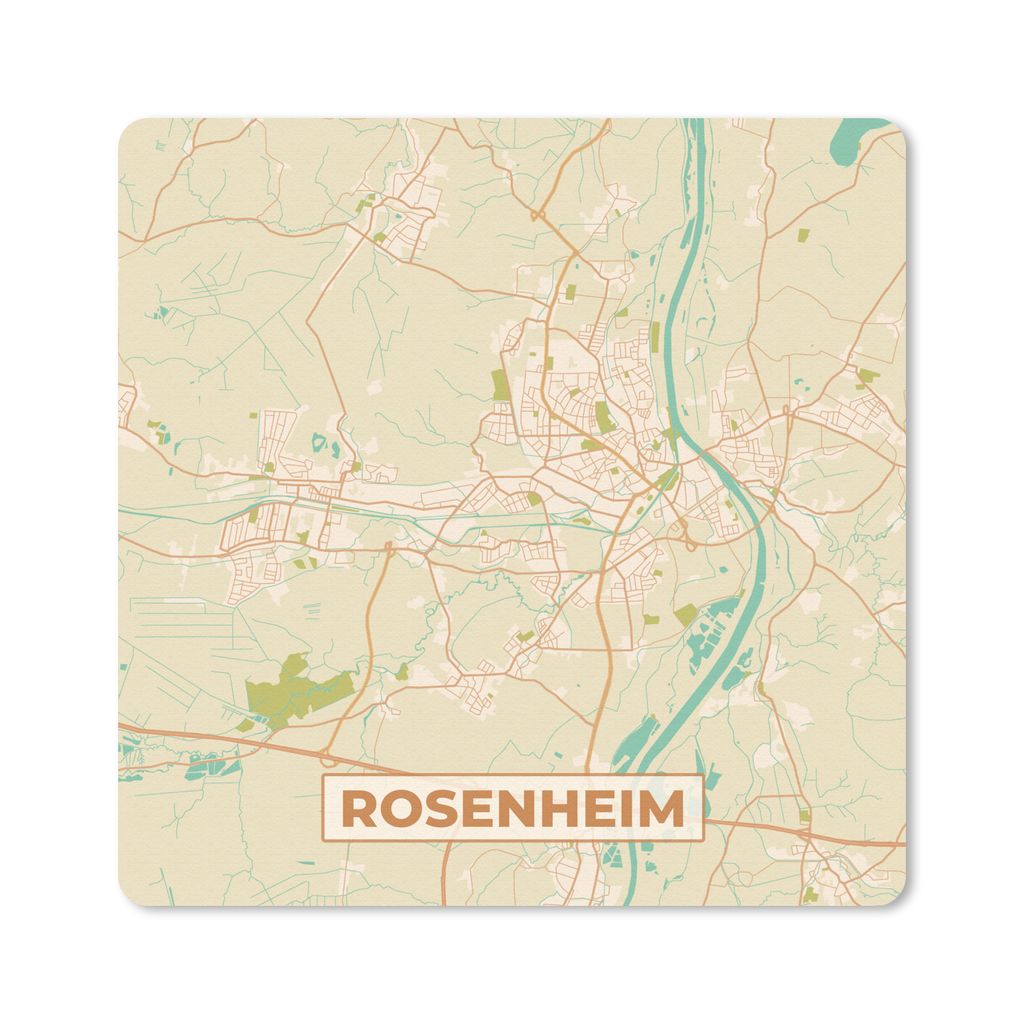 MuchoWow Mauspad Mousepad Rosenheim - Karte - Vintage - Stadtplan 30x30 cm - Mousepads - Maus Mat - Pad - Mausunterlage - Gaming