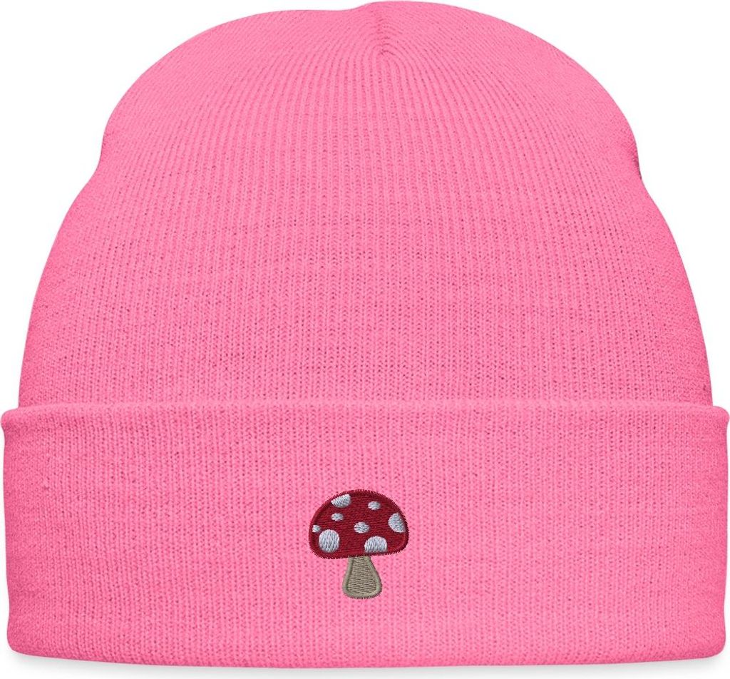 Spreadshirt Fliegenpilz Stickoptik Pilzliebe Im Retro-Stil Bestickte Wintermütze, One size, Pink