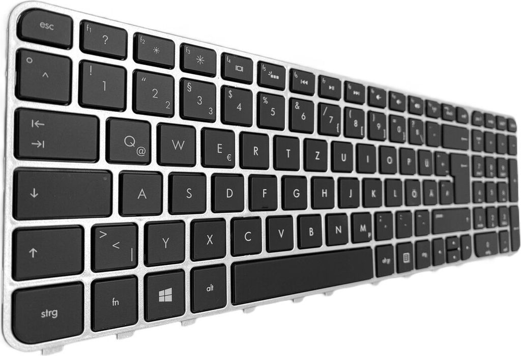 Tastatur - Farbe: Schwarz - mit Silber Rahmen - ohne Beleuchtung Deutsches Tastaturlayout kompatibel für P/N: PK130U92A11