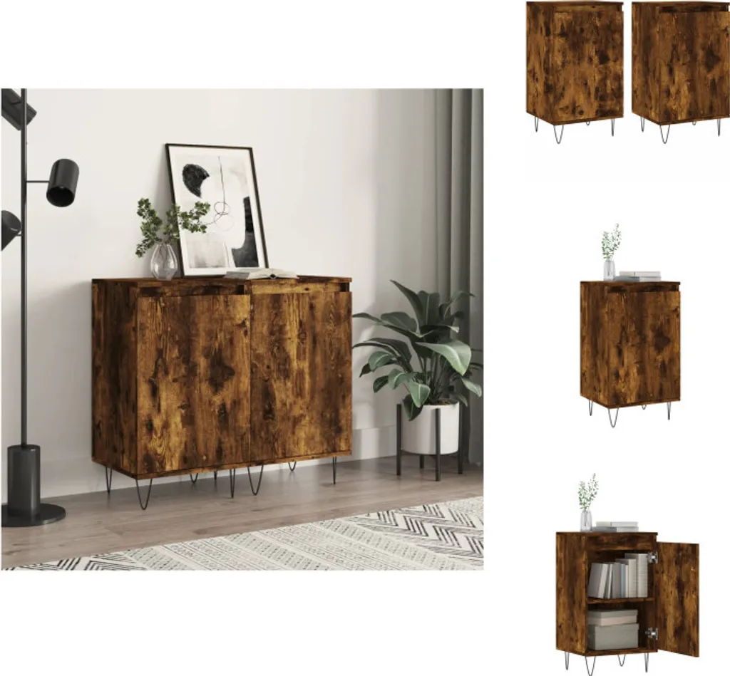 VidaXL Credenze 2 pz Rovere Affumicato 40x35x70 cm - Design Moderno