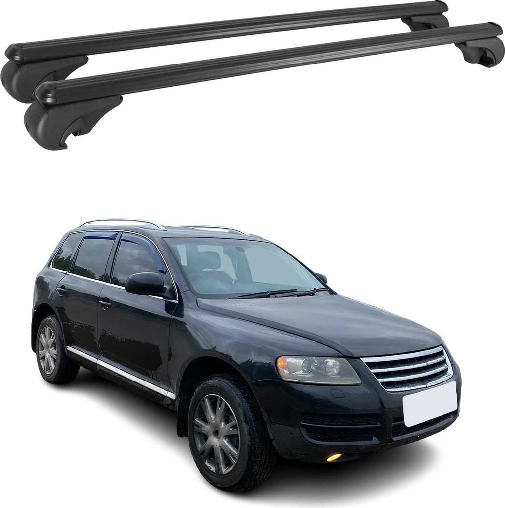 Dachträger Grundtäger für VW Touareg mk1 2002-2010 75kg Alu Schwarz 2 tlg