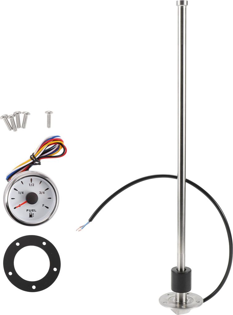 Kraftstoff-Sendeinheit und Messgerätesatz 18,11" Länge Boot Kraftstoff-Sendeinheit Marine Kraftstoff-Sender Einheit Metall Silber Ton Weiß 1 Sat...