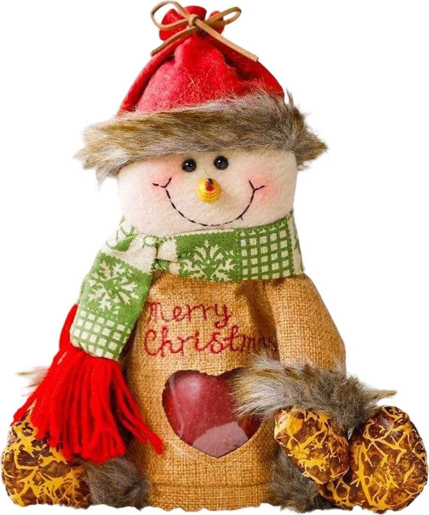 Weihnachtsapfel-Geschenktüte, wiederverwendbare Verpackung mit Reißverschluss, Weihnachtsmotiv mit Weihnachtsmann- und Schneemannaufdruck, ideal ...