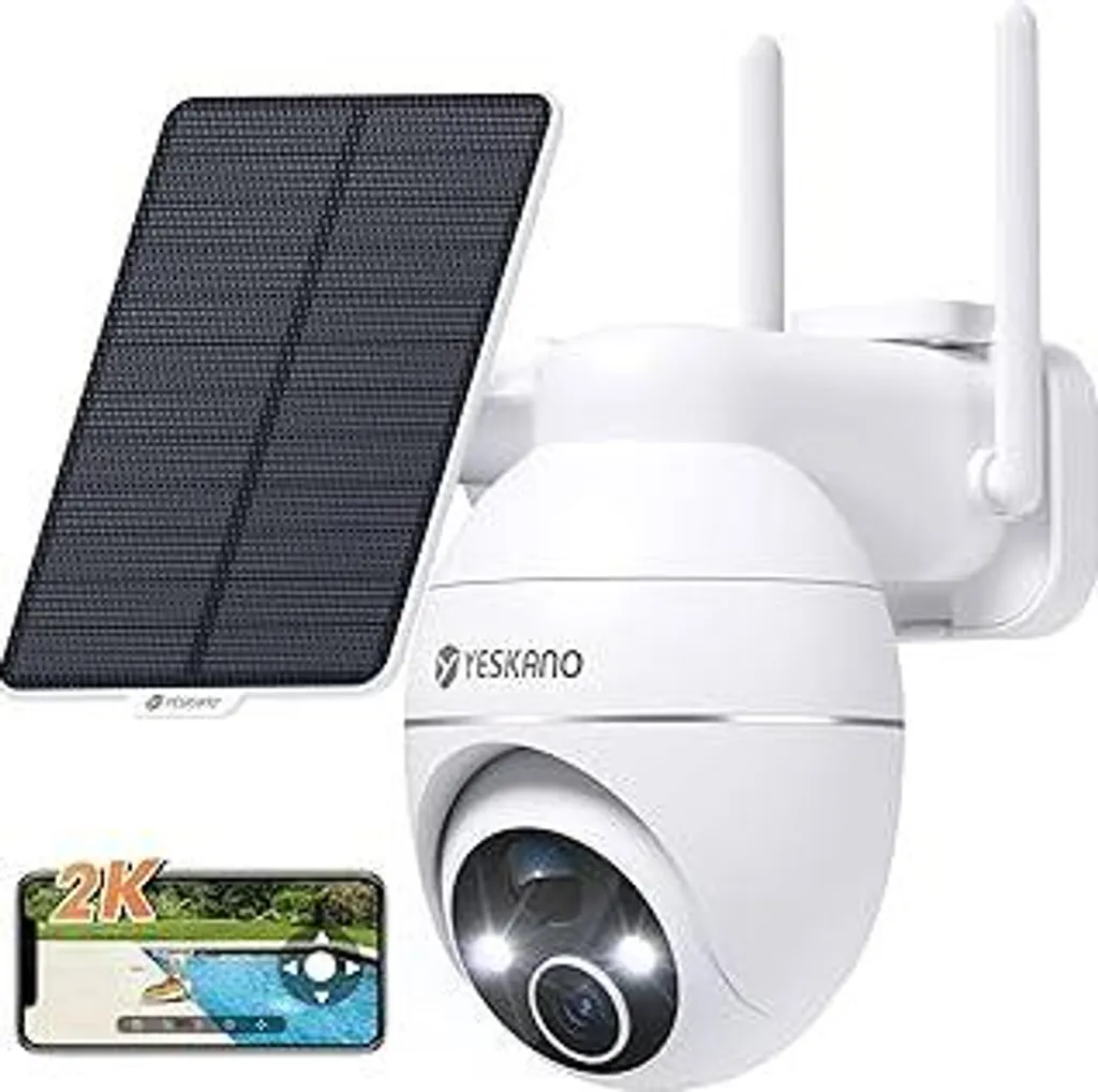 Telecamera Solare 2K Dual Lens Esterna - 360° Wireless, Batteria 10000mAh, IP66, Visione Notturna A Colori