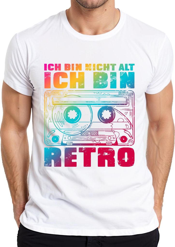 Ich bin nicht alt ich bin retro Kassette 80er Vintage Geschenk Herren T-Shirt, Weiß, 3XL