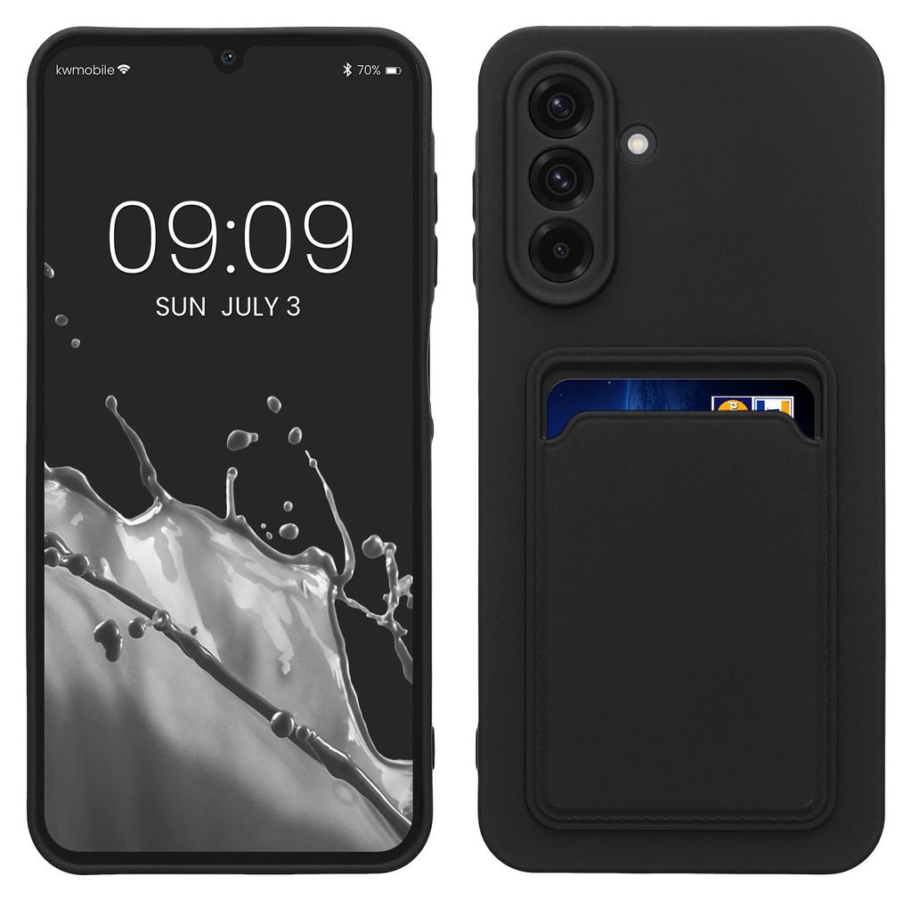 kwmobile Handyhülle für Samsung Galaxy A26 5G Hülle mit Kartenfach - TPU Case - Kabelloses Laden - Schutzhülle Cover in Schwarz