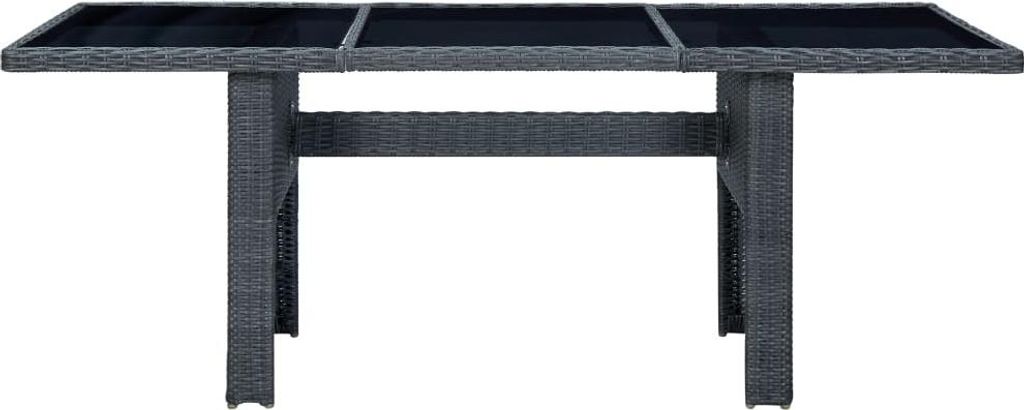 vidaXL Gartentisch Dunkelgrau Poly Rattan und Hartglas