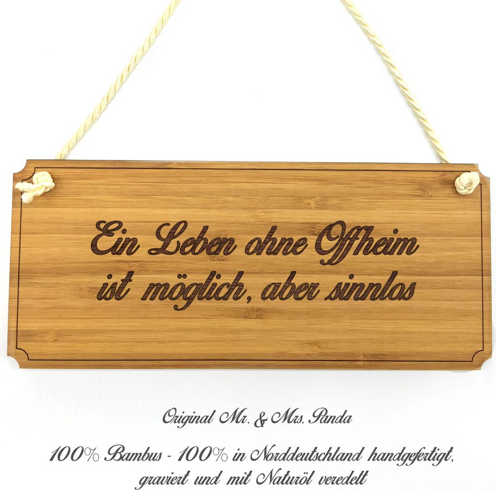 Mr. & Mrs. Panda Schild Offheim - Geschenk, Geschenkidee, Graviert, Firmenschild, Türschild, Werbeschild, Holz, Shabby, Landhaus, Wegweiser