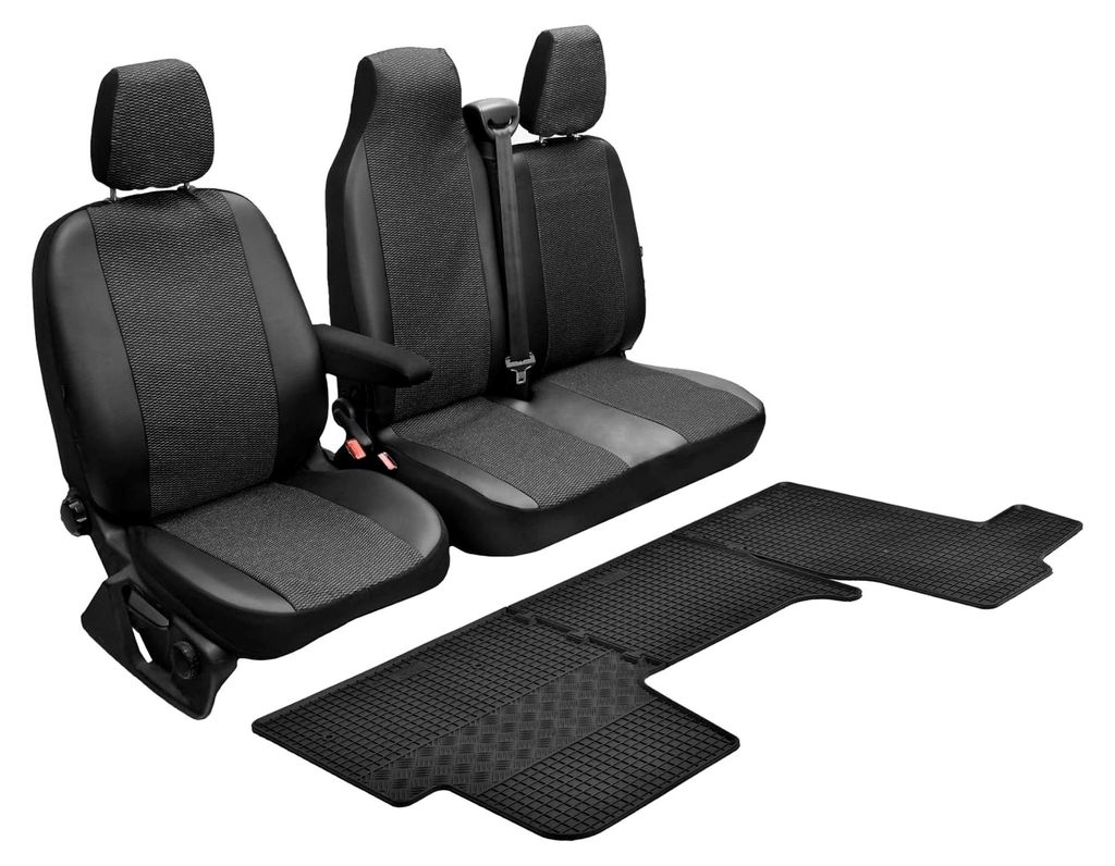 Passgenaue Sitzbezüge Viva und Gummifußmatten kompatibel mit Renault Master IV ab 2011 - EIN Set