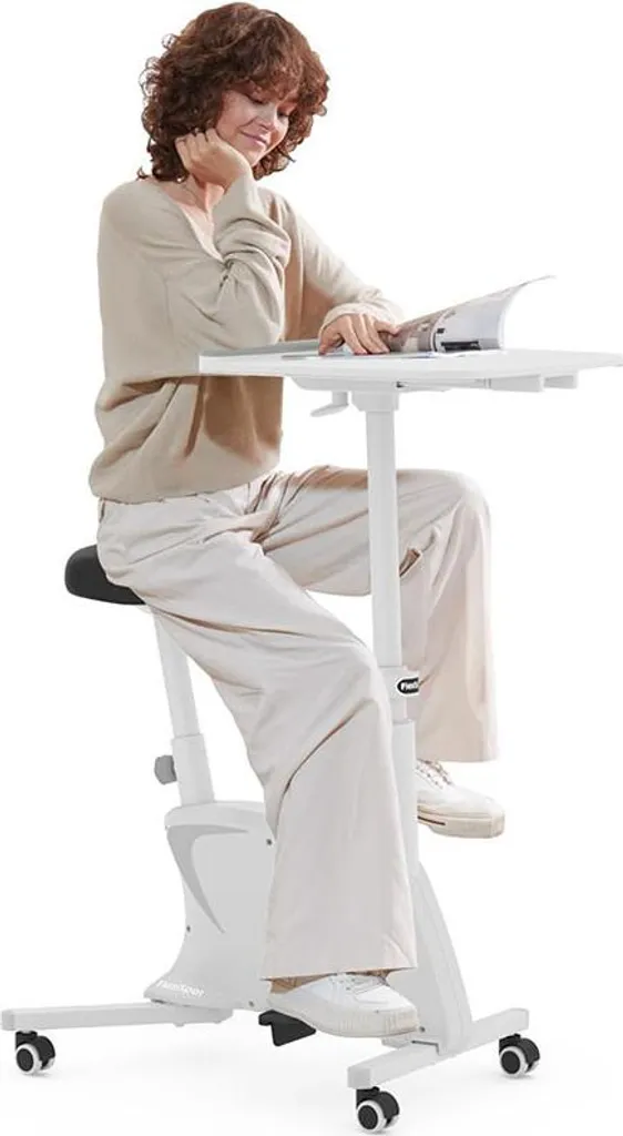 Vélo d'appartement blanc V9W-Plus-EU, Résistance Silencieuse, Tablette
