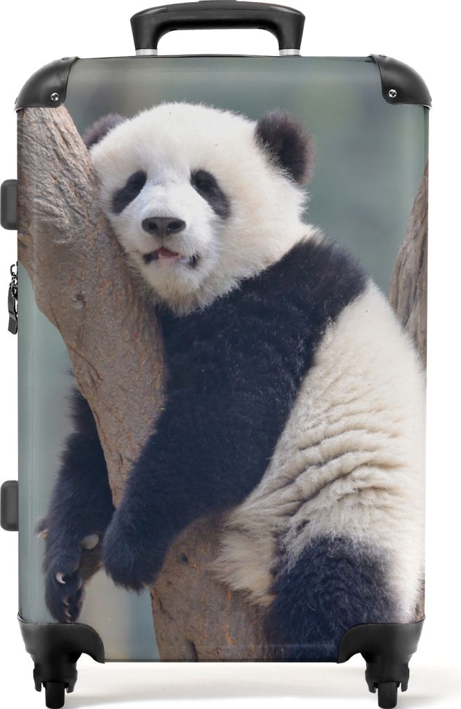 NoBoringSuitcases.com Großer Koffer - Panda - Baum - Wald - Tiere - Kombinationsschloss TSA - Hartschalen Trolley 4 Rollen - 72 liter - Reisekof...
