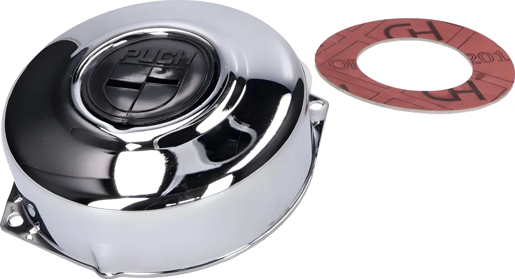 Coperchio alternatore / coperchio accensione cromato, logo Puch nero per Puch Maxi, X30