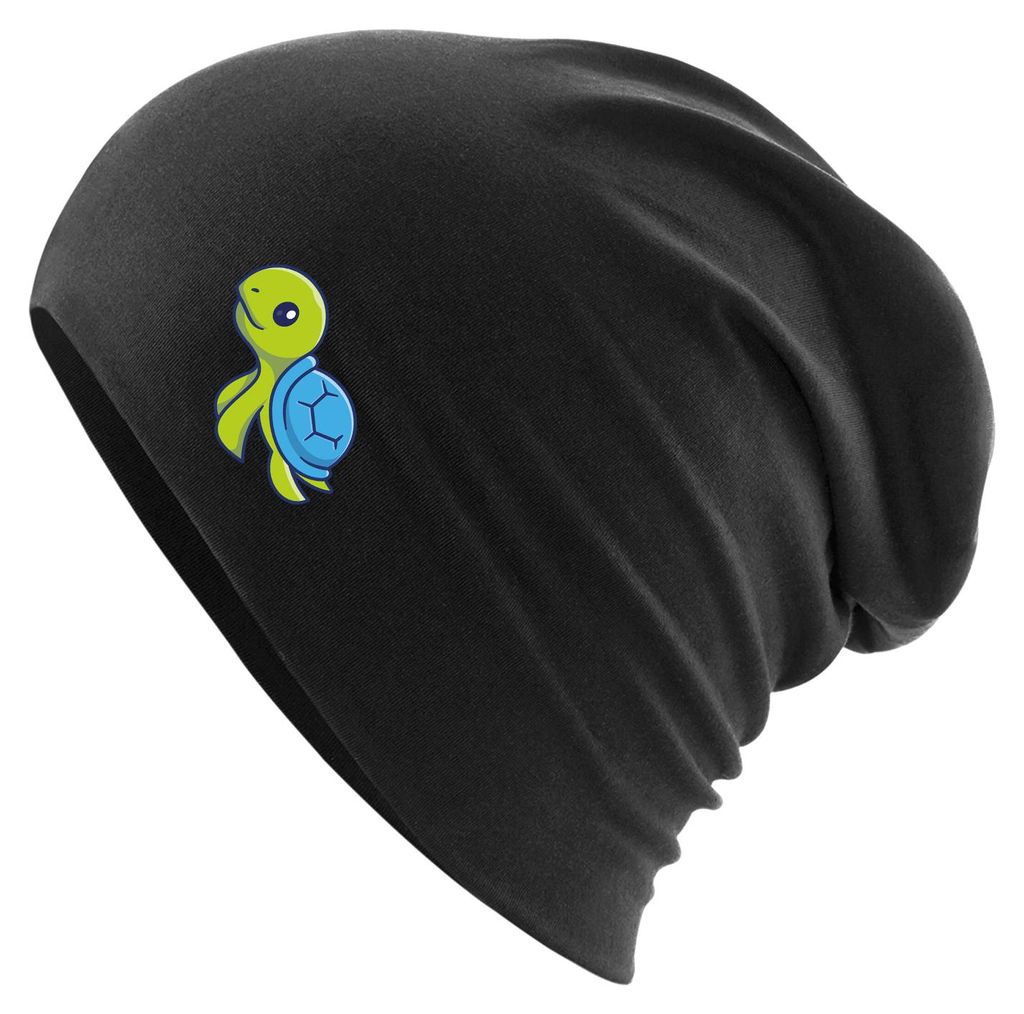 Huuraa Beanie Schildkröte Comic Black One Size Baumwolle und Elasthan Mütze Geschenkidee