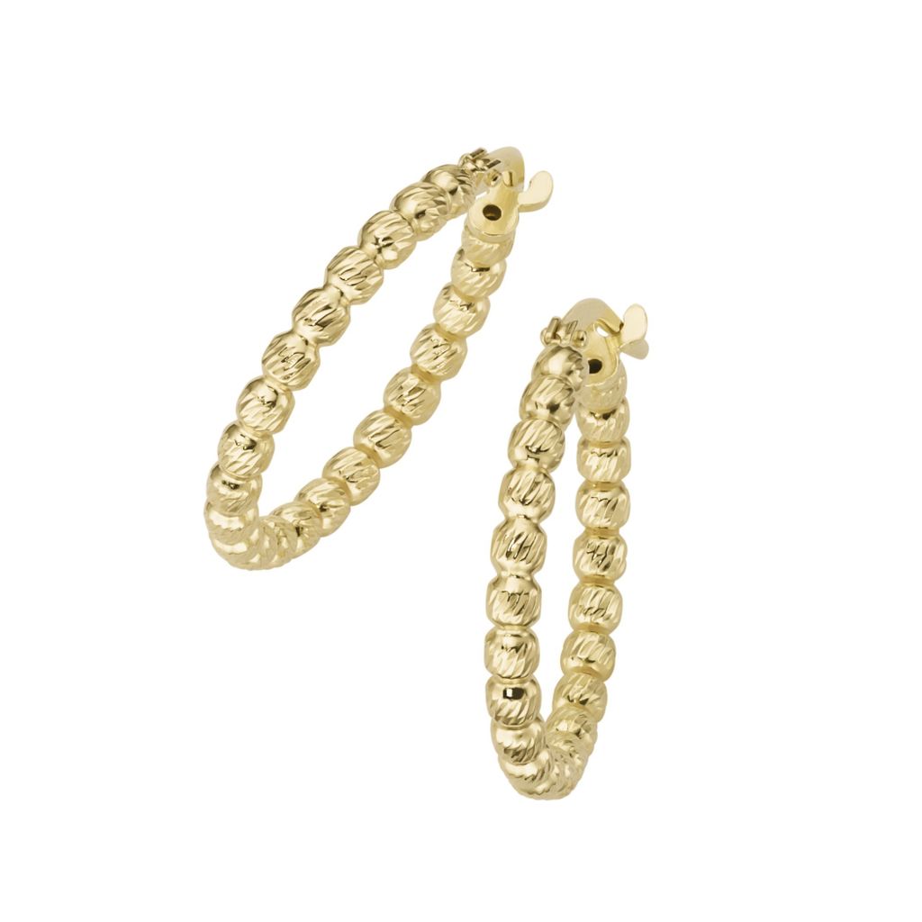 Creolen Smart Jewel mit diamantierter Oberfläche, Silber 925 Gold 2 cm