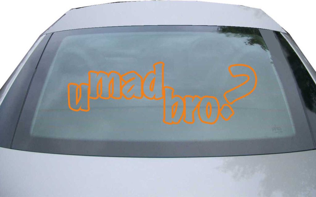 Indigos UG - Aufkleber Heckscheibe & Motorklappe DE2238 - orange - 600x200 mm - u mad bro - Auto Scheiben Fenster Heckklappe Tuning Racing JDM - Di...