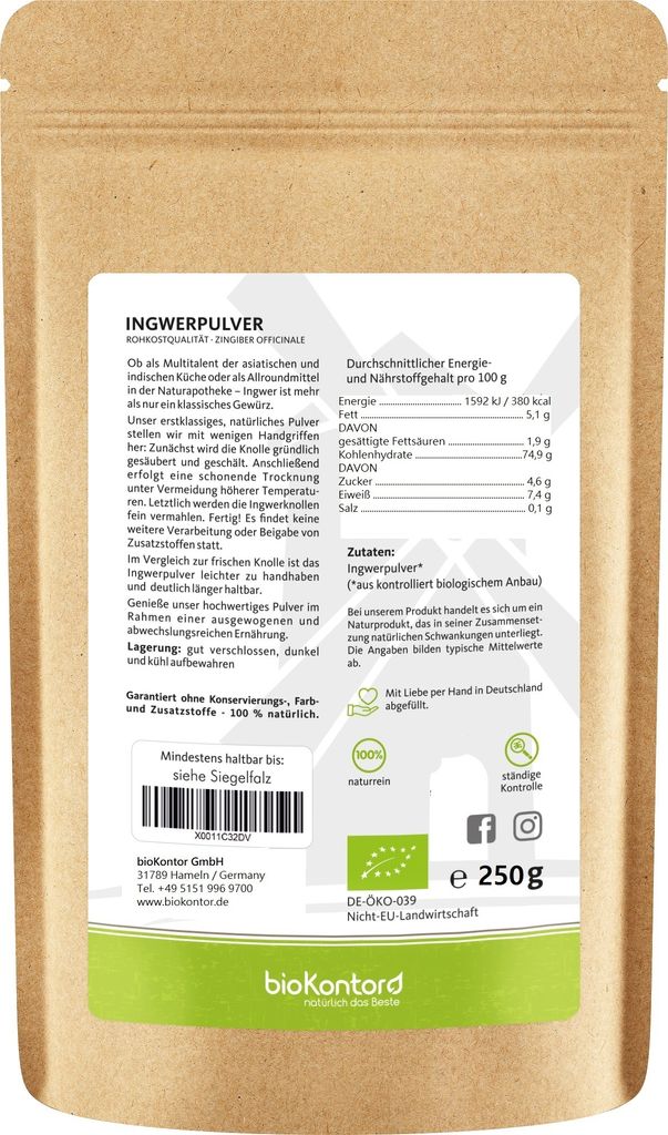 Ingwerpulver gemahlen 250 g I 100% natürlich und rein - Produktbild 2