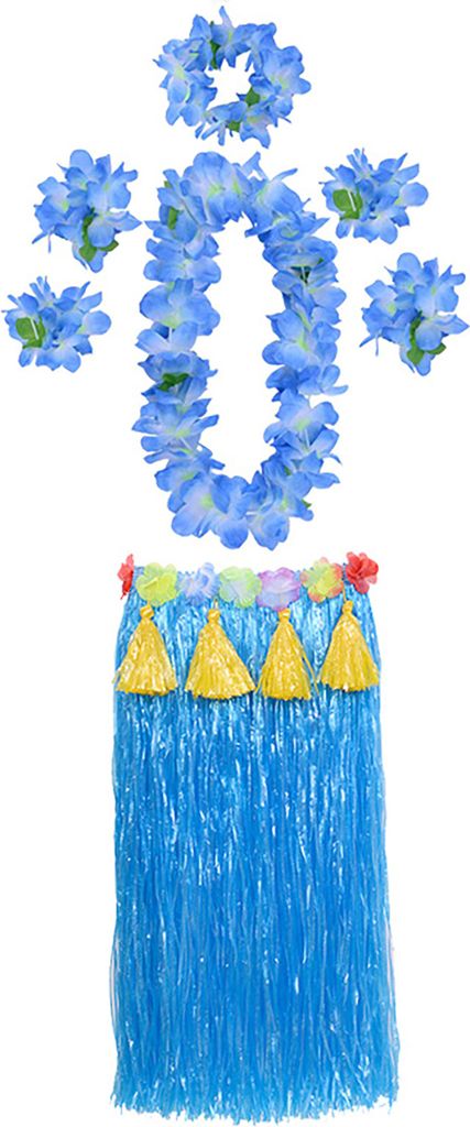 1 Set Hula Rock hohe elastische auffällige Kunststofffaser Hawaiian Hula Grasrock für den Sommer-Blau