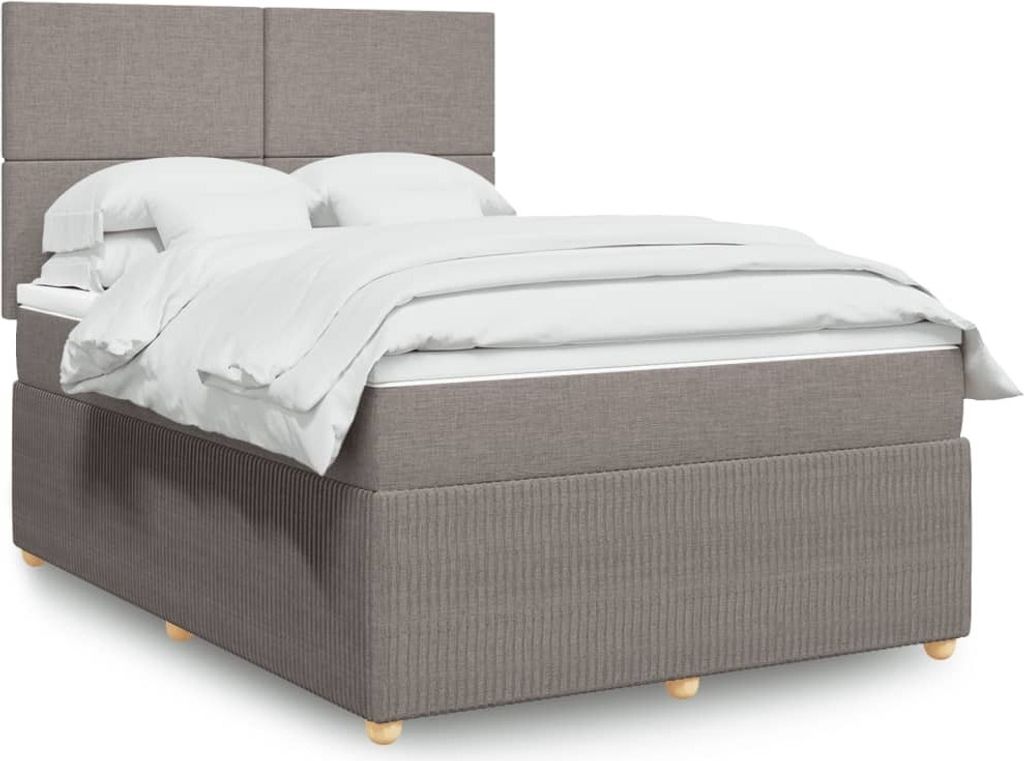 Möbel Boxspringbett mit Matratze Taupe 140x200 cm Stoff - Klassische Bettrahmen 3294376
