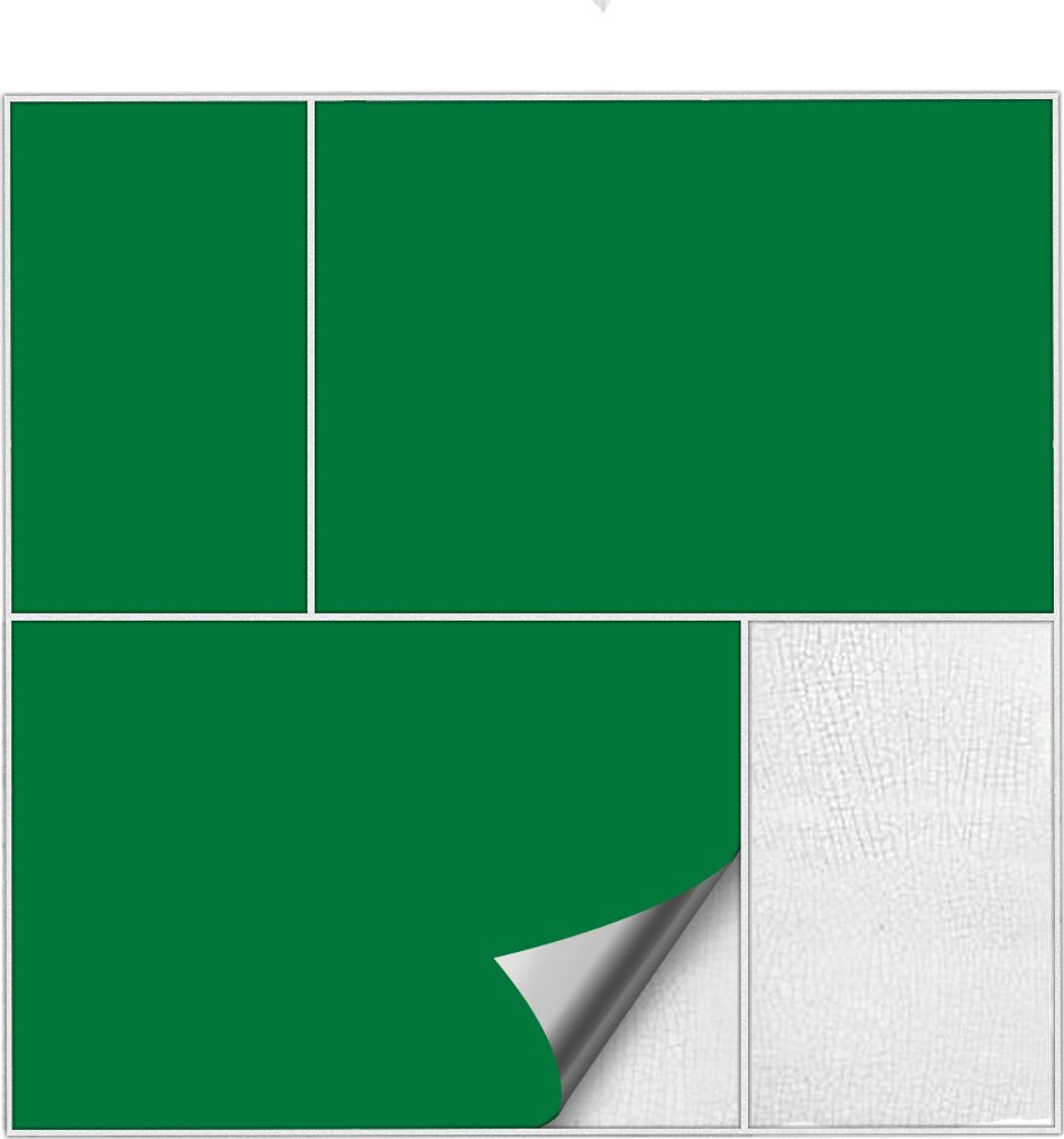 Kiwistar Fliesenaufkleber Grün Seidenmatt - 10 x 20 cm - 100 Stück - Klebefliesen Fliesenmuster Stickerfliesen Wandfliesen überkleben