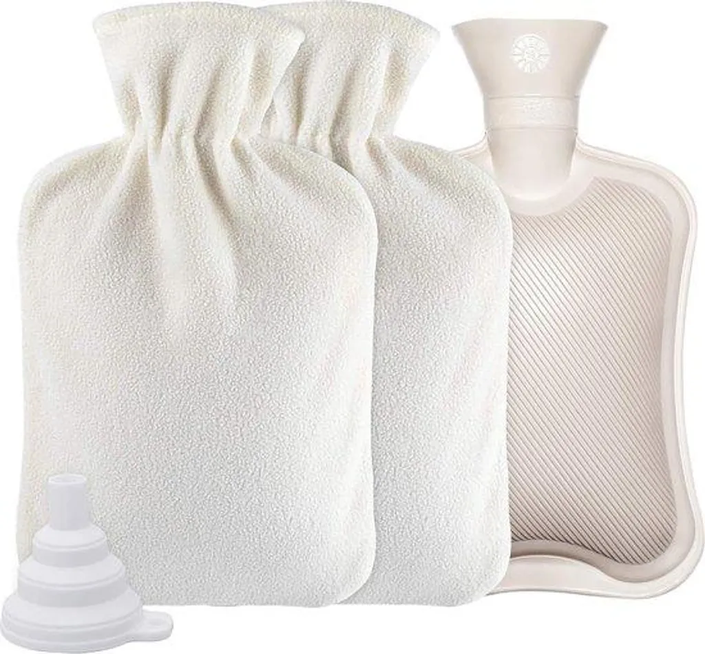 Bouillotte 2L souple beige : fini les douleurs aux cervicales et épaules