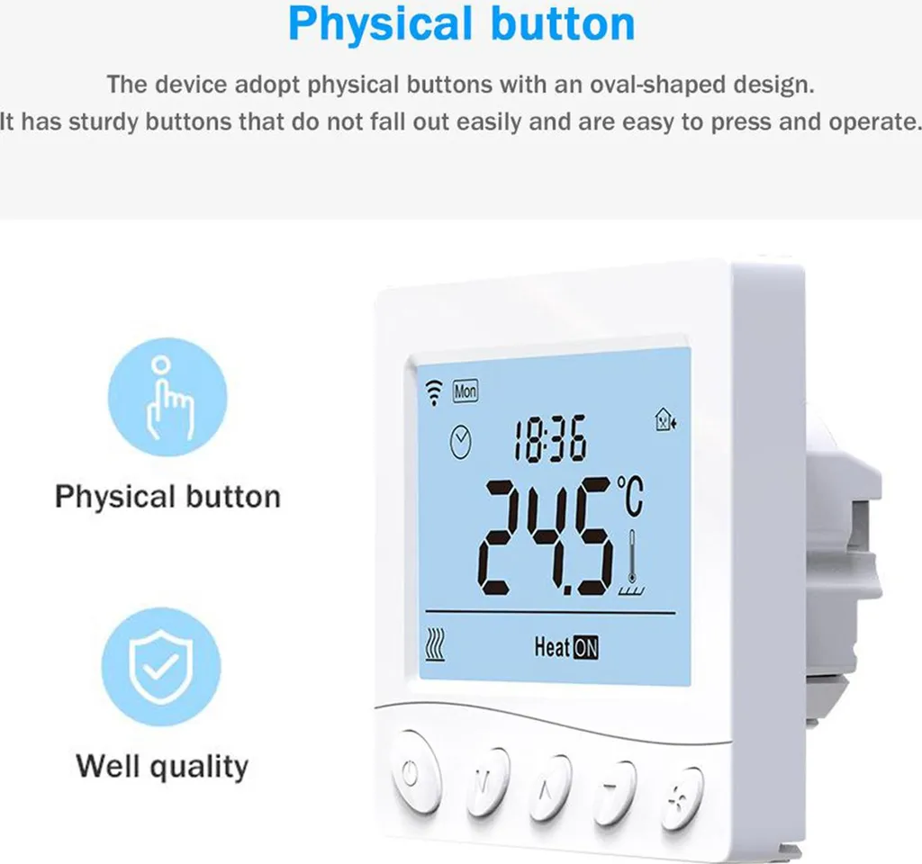 Thermostat Intelligent Mural Programmable WiFi pour Chauffage Sol 16A - 6