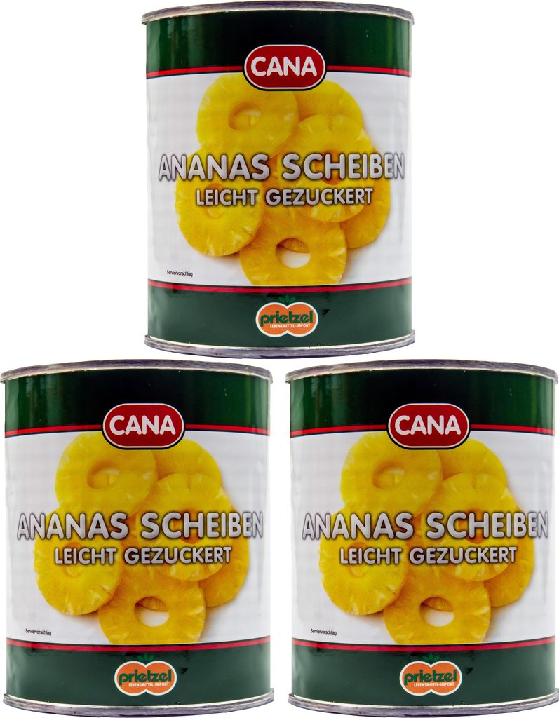 CANA Ananas Scheiben Ringe leicht gezuckert 3 Dosen Füll Produktbild 