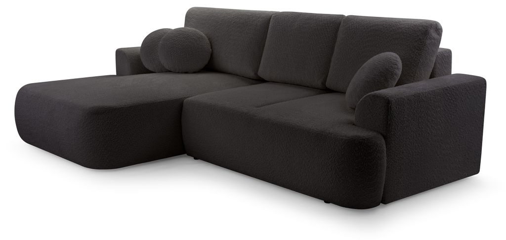 Masseno Ecksofa FILO mit Schlaffunktion L-Form, Sofa mit Bettkasten, Wohnzimmersofa, Couch, Soffa, Bettsofa, Couchgarnitur- Schwarz, CORAL 60
