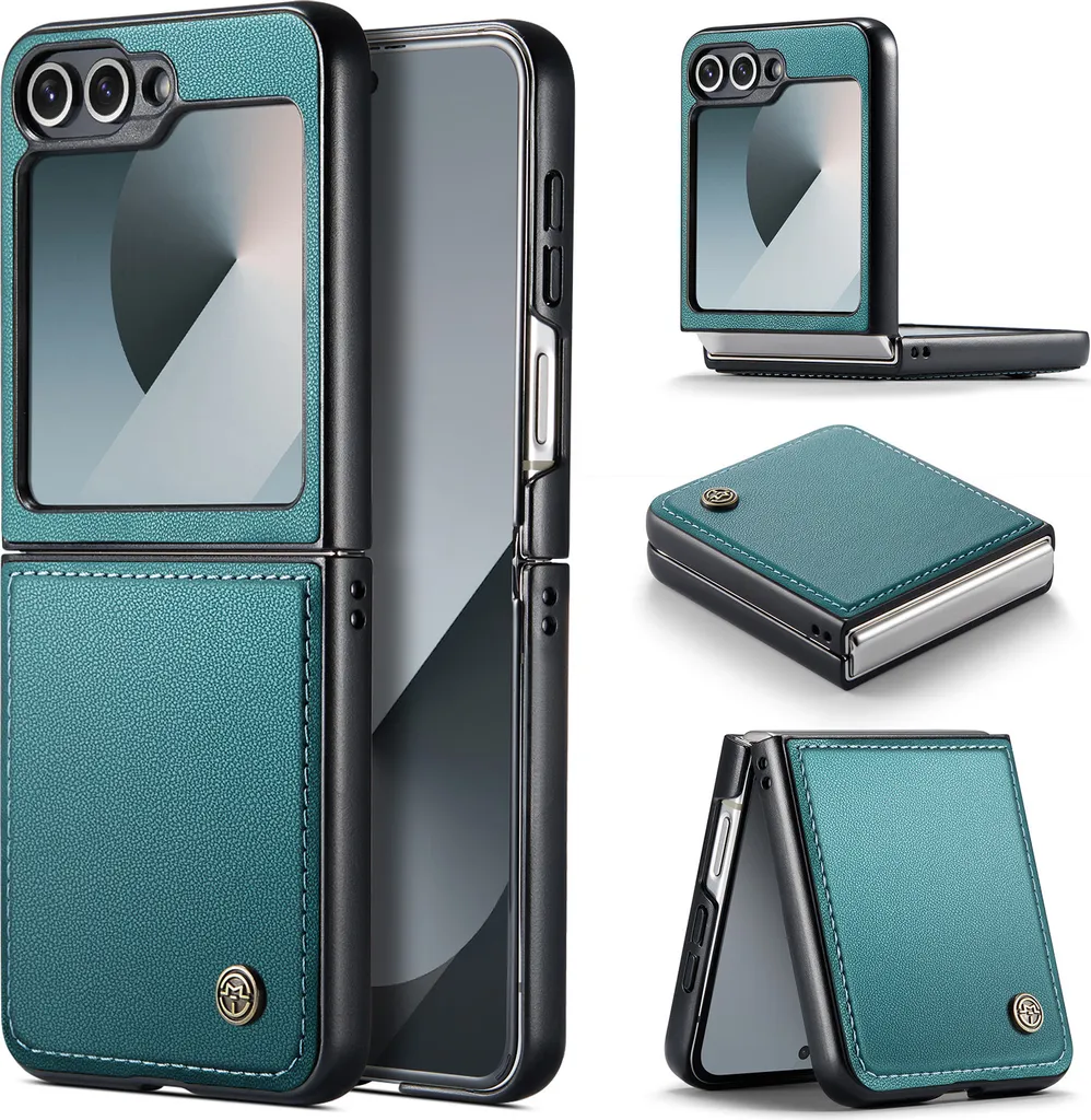 Custodia Pelle Samsung Z Flip 6 / 7 FE Verde - Blocco RFID e Supporto